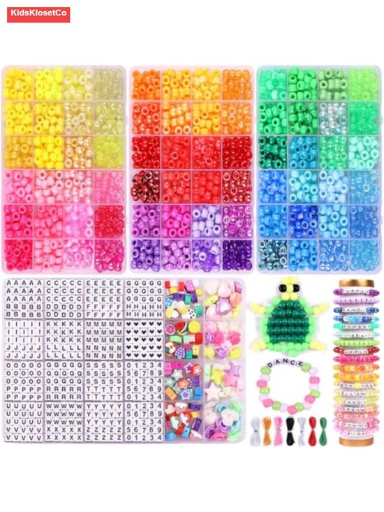 Jewelry - 3280 Pcs Pony Beads Kit, 72 Colors Rainbow Kandi Beads with Letter Beads,